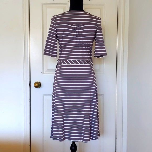 NWOT. H&M Rayon and Spandex Striped Wrap Dress with half sleeve and tie. - Picture 2 of 6